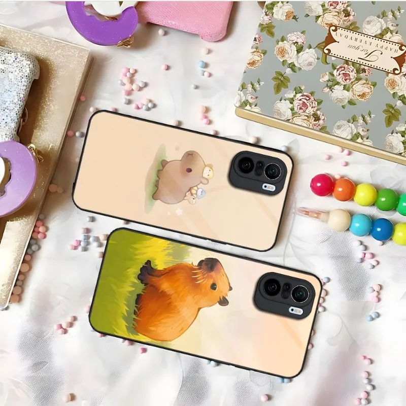 

Animal Cartoon Capybara Phone Case For Xiaomi 13 10 10T 11i 11T Redmi Note 9 8 11S 11 Pro Poco M4 F3 X3 Glass Design Cover