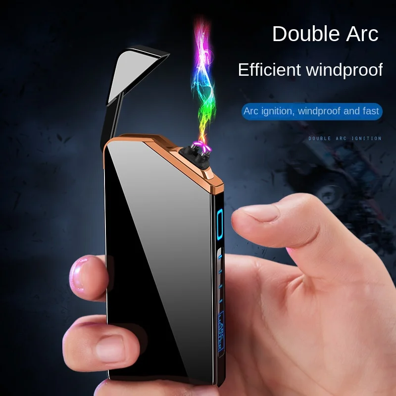 lighter electric recharge usb plasma cigarette windproof free shipping cool Laser induced double arc Men's Gift lighters