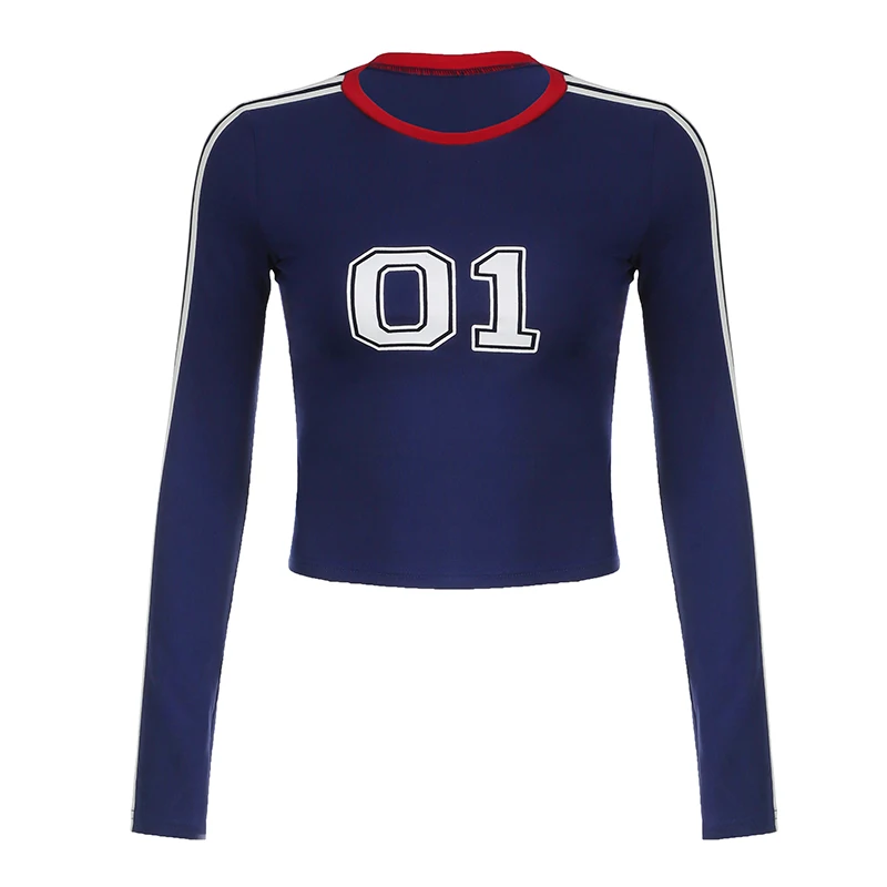 IAMHOTTY Женский Облегающий Топ С Длинными Рукавами Укороченная Футболка