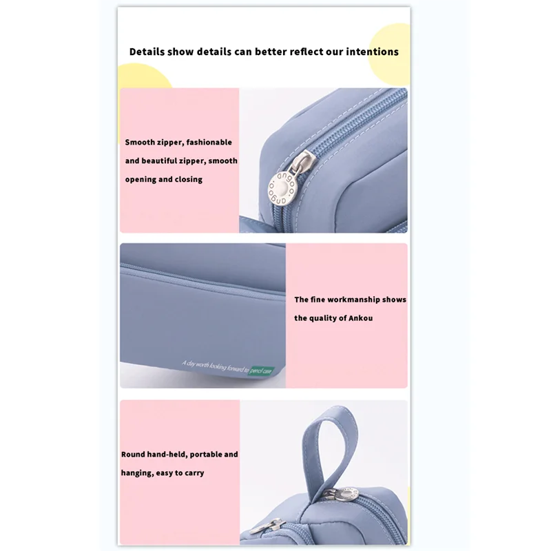 

ANGOO High Capacity Pencil Pen Case Pen Bag Handheld Pen Pouch Stationery Organizer for School Office Girls Boys,Navy blue