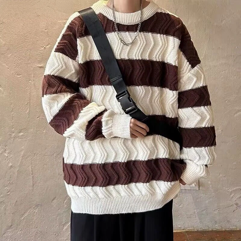 Осень-зима 2024 новый мужской вязаный свитер модный теплый пуловер с длинными