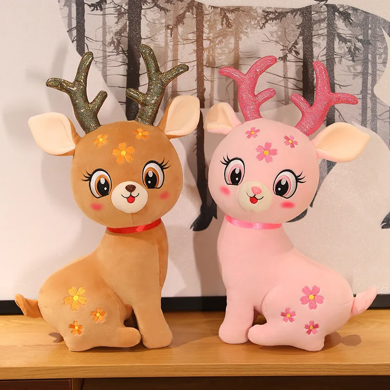

2022 New Cute Sika Deer Plush Doll / Deer Dummy with Antlers / Children's Birthday Gift / Family Decoration