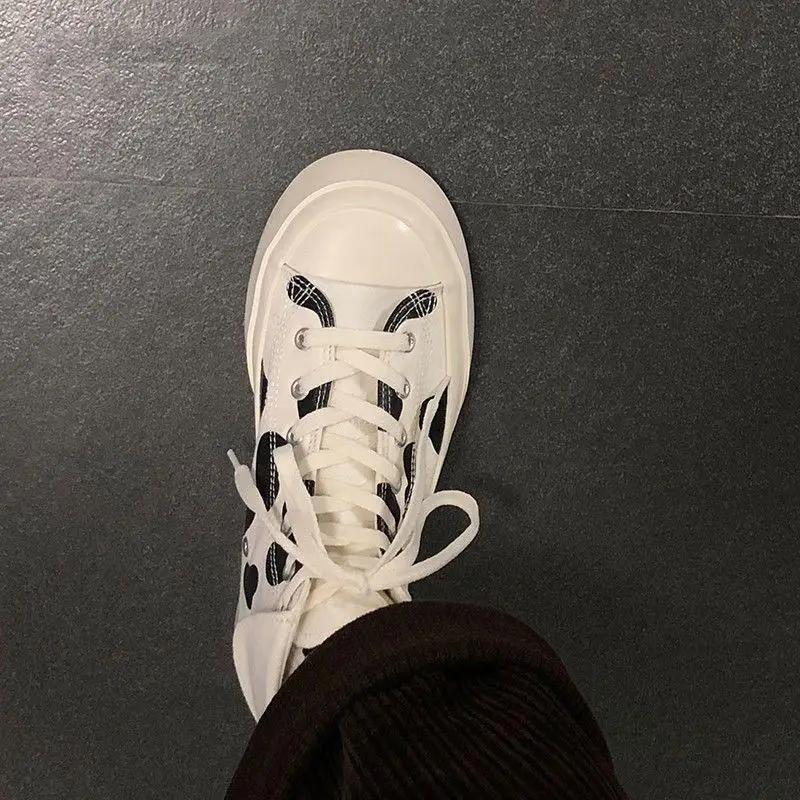 Fashion Japanese White Kawaii Anime Lolita Women's Casual Canvas Sneakers High Platform Sports Shoes Vulcanize Running Harajuku