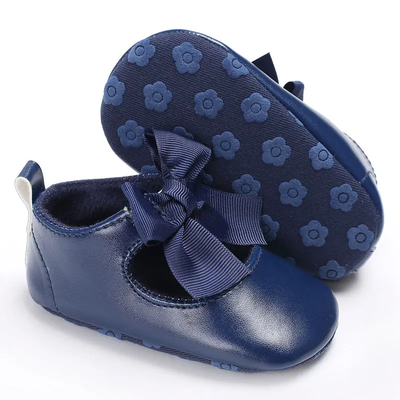 6 Color Spring Baby Girls PVC Leather Princess Shoes Cute Bow Newborn First Walker Shoes Infant Soft Sole Anti-slip Shoe 0-18M