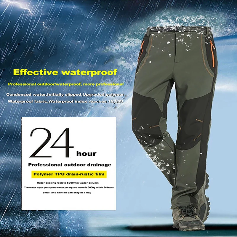 

Man Camping Climbing Fishing Trekking Hiking Men Summer Winter Fleece Quick Dry Waterproof Breathable Pant Sport Trousers S-4XL