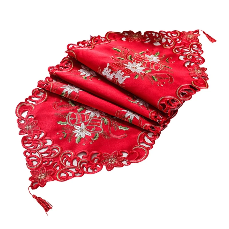 

Роскошная настольная дорожка Holly Poinsettia для рождественских украшений для свадебной вечеринки, нескользящая и оригинальная изоляция