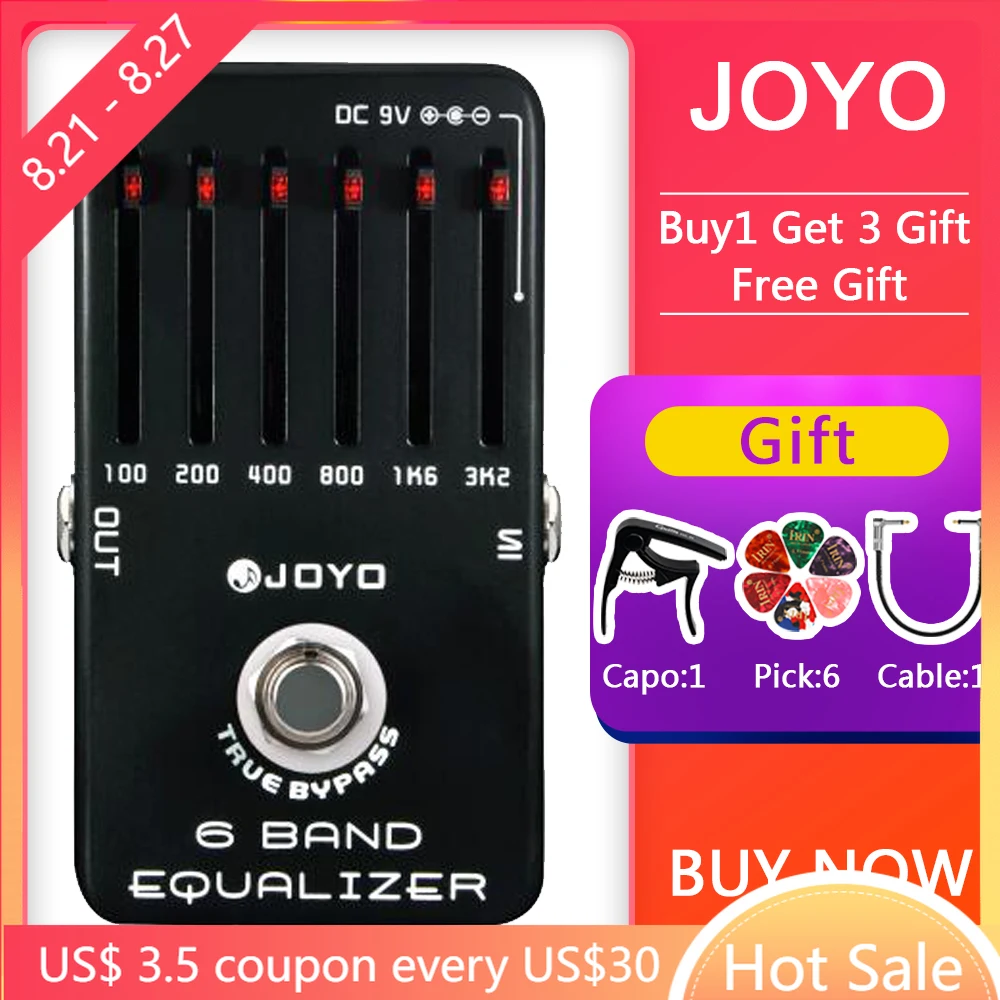 

JOYO Guitar Effect Pedal JF-11 6 Band EQ Graphic Equalizer Guitar Effect Pedal True Bypass Electric Guitar Parts And Accessories