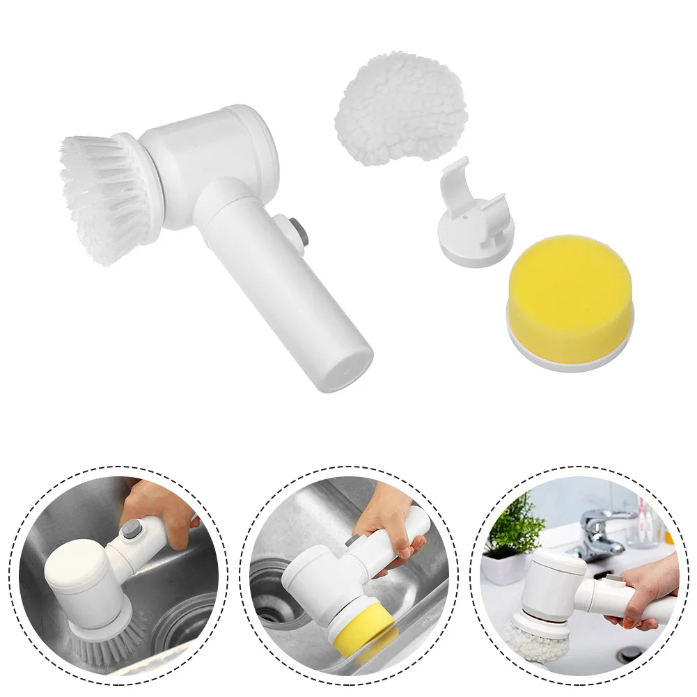 

5 In 1 Electric Cleaning Brush Bath Washbasin Brush Replaceable Brush Head Household Kitchen Bathroom Sink Cleaning Tool