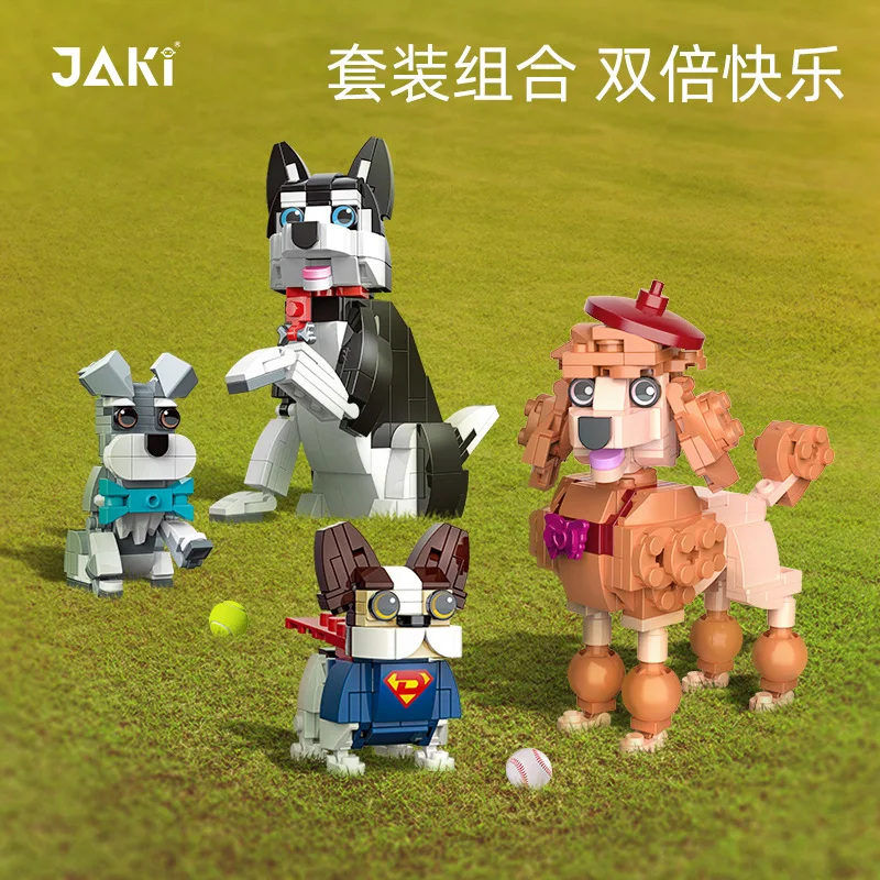 

JK8130-31 Poodle Bulldog Schnauzer Husky Pet Dog brickheadz Building Block Set Children's Cute Assembly Toys for children gifts