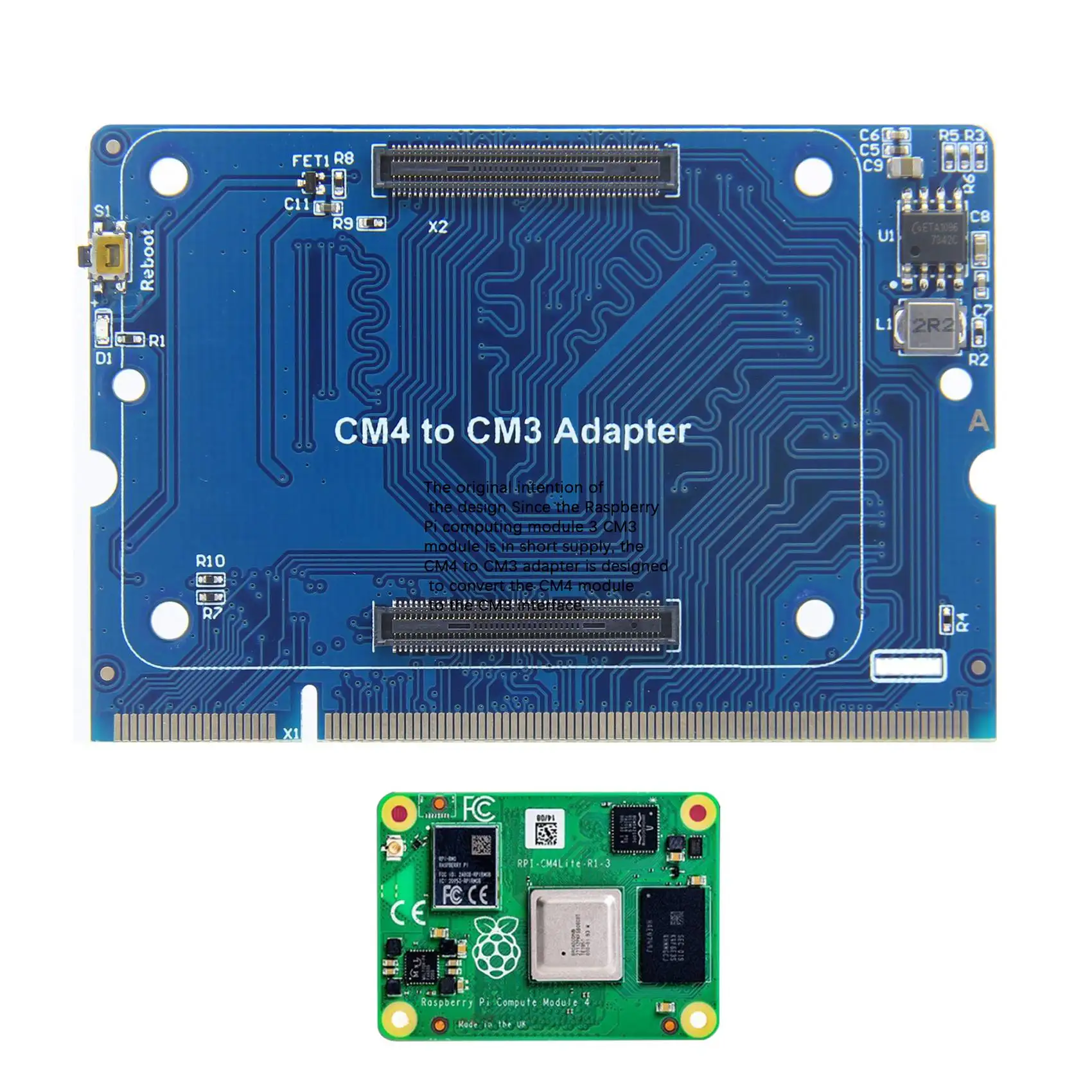 CM4 To CM3 Adapter+CM4 Computer Module Core Board Combination for Raspberry Pi Computing Module CM4/CM3+/CM3/CM3L