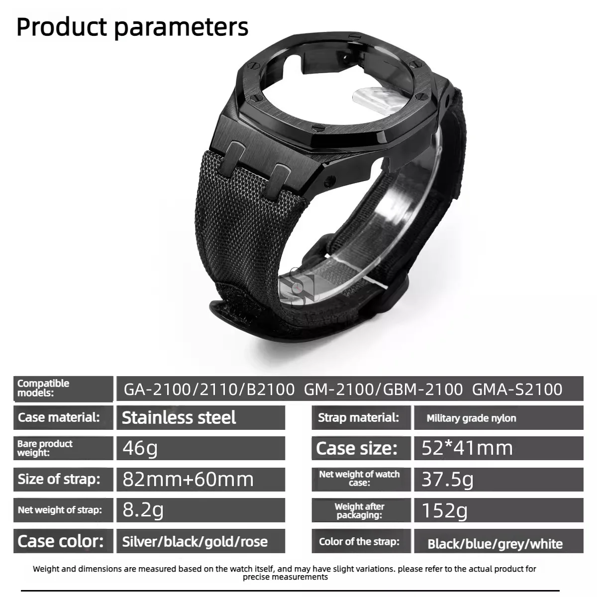 Фото Комплект для модификации GA-2100 GM-2100 для Casioak G-shock GA2100 GA2110 GBM2100 GMA-S2100: эластичный нейлоновый ремешок и стальной корпус, аксессуары №3