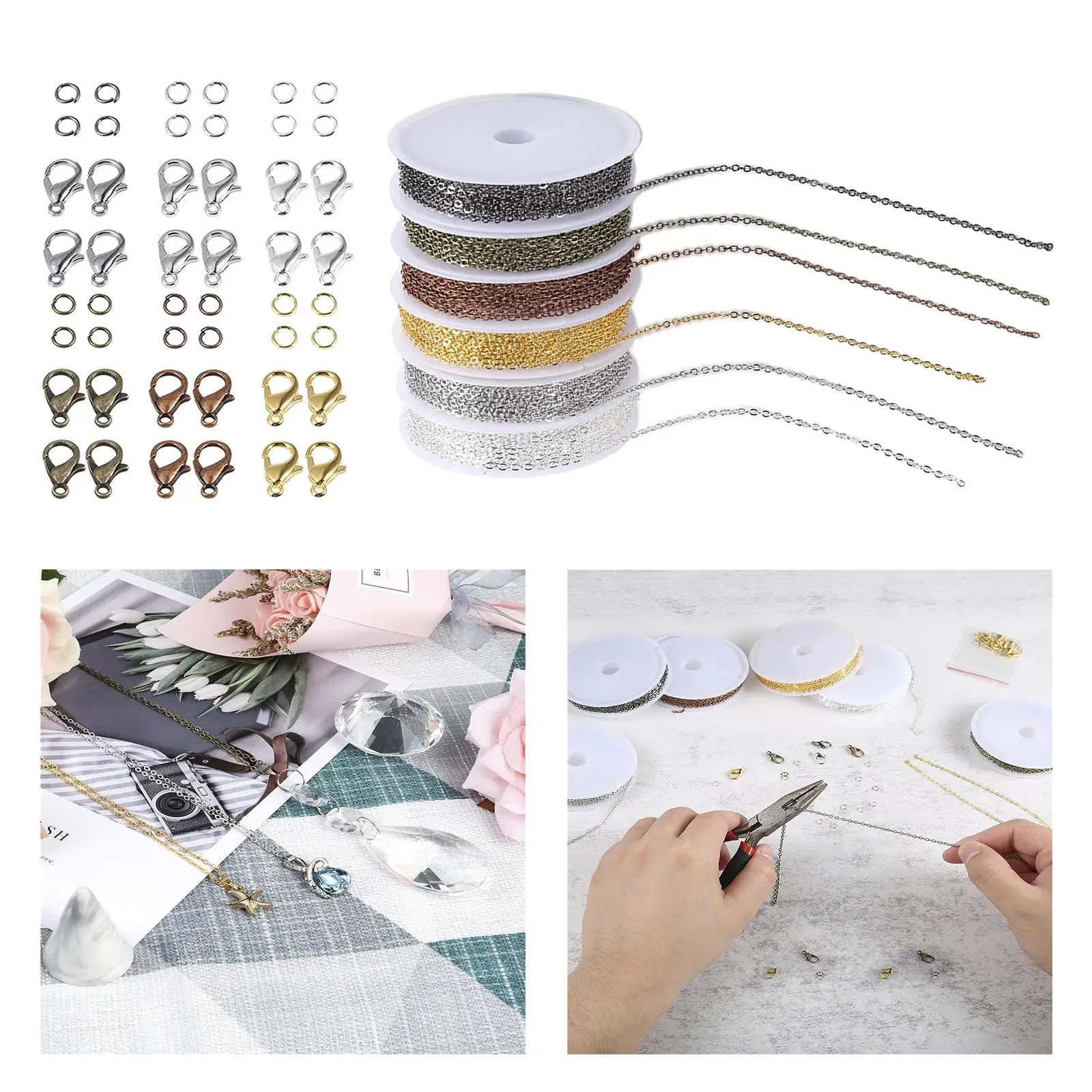 

6 Colors Necklace Chains Jewelry Making Chains with 6 Colors Open Jump Rings And