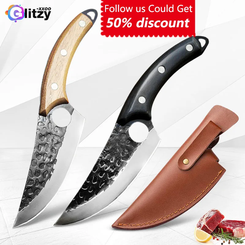 

Кухонный охотничий нож Мясницкий 5.9 дюймов из нержавеющей стали полноразмерный кованый ручной работы мясо косточка Мясник шеф-повар викинг...