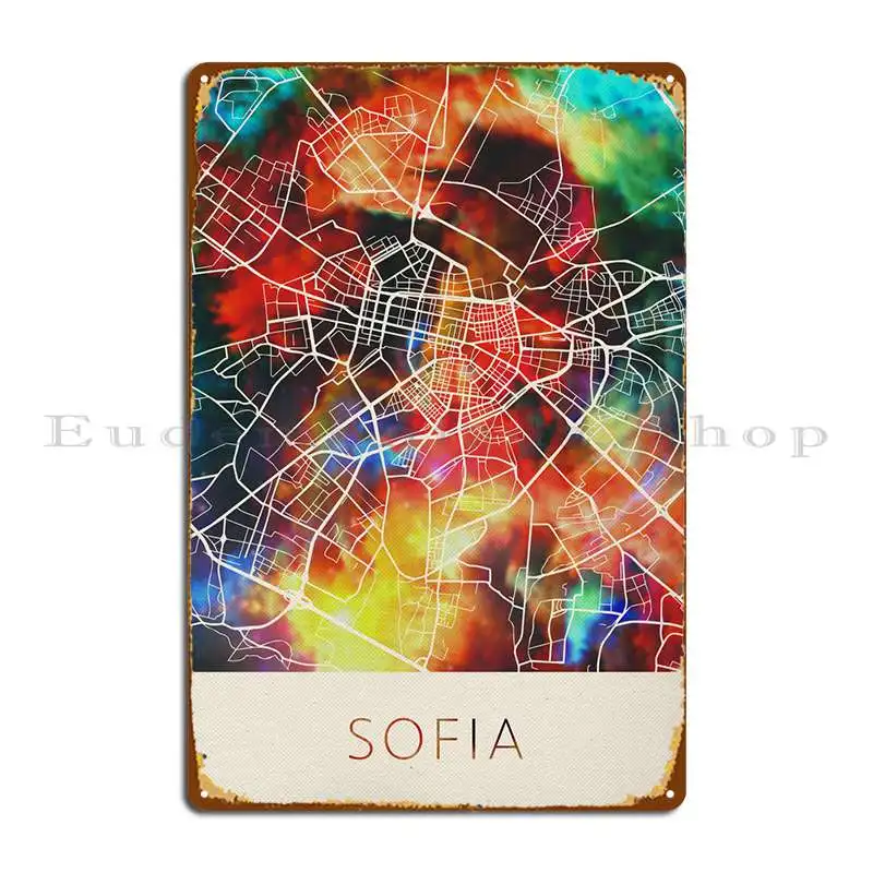 

Карта акварели Sofia, металлический знак, печать клуба, украшение гаража, кинотеатр, жестяной знак, плакат