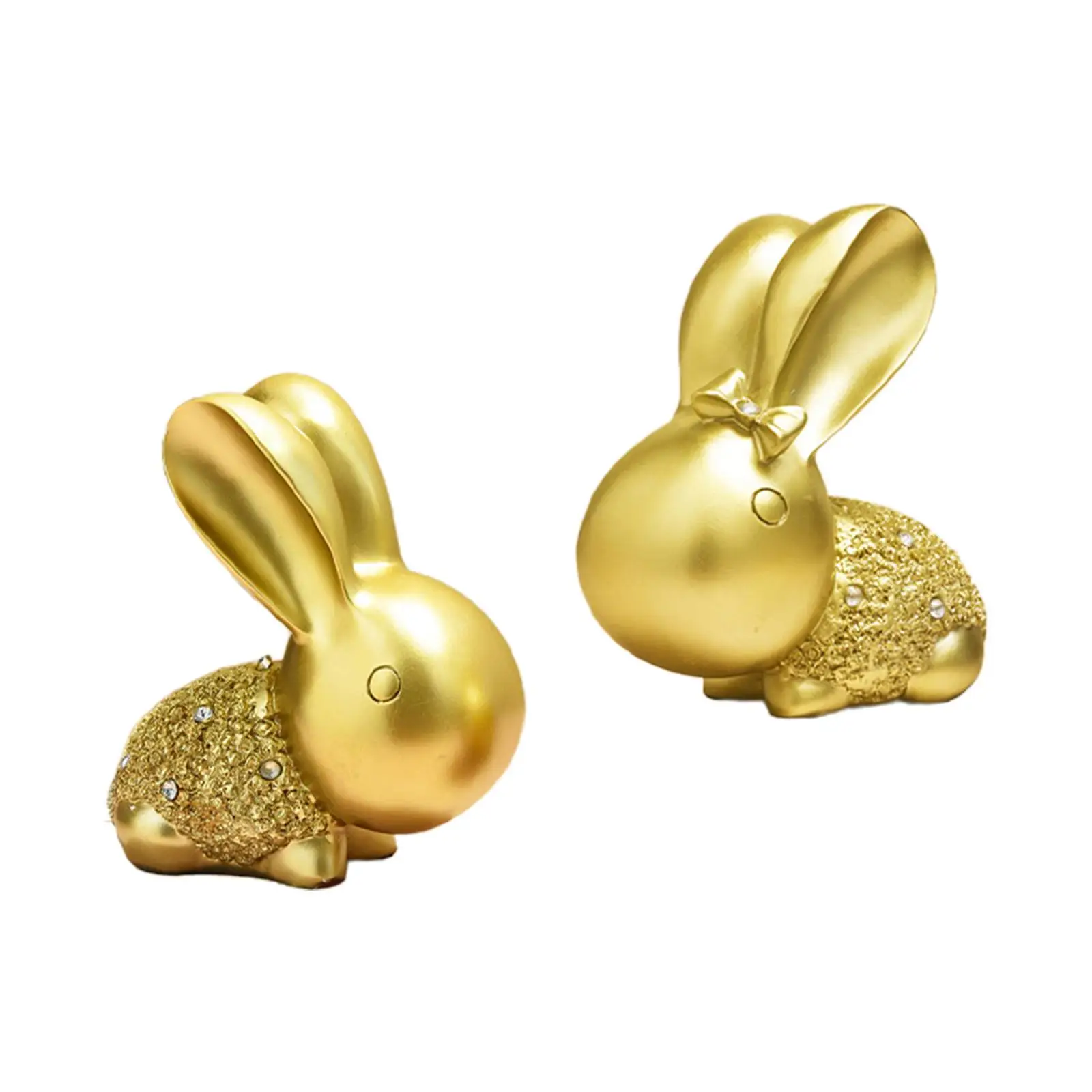 

2 Pieces Lovely Rabbit Ornament Figurines Art Home Landscape Decor Statue