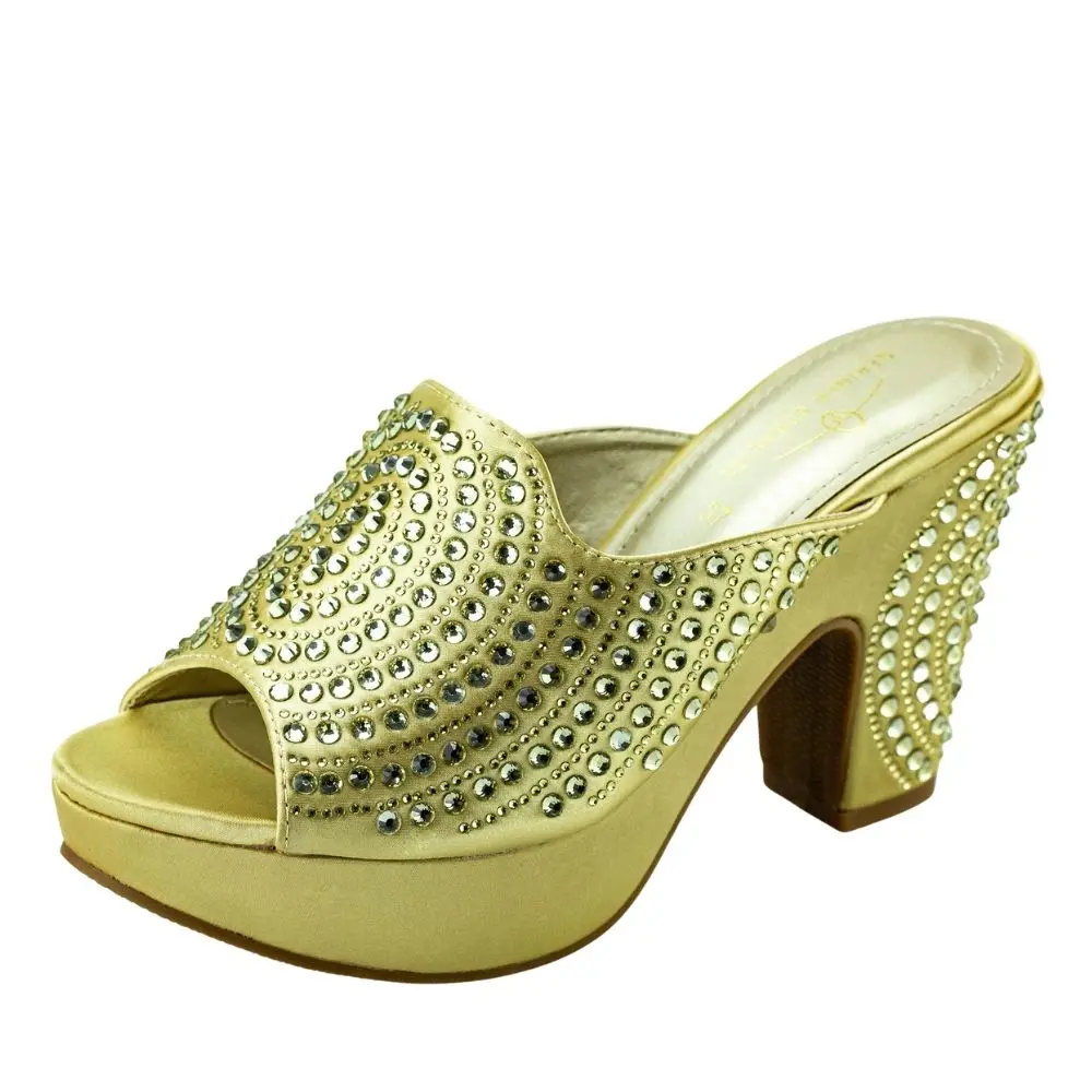 Italian Designer Women Shoes Chunky Sandals Platform Shoes Wedding Dress Pumps High Heel Bling Bling Female Square Heel Mules