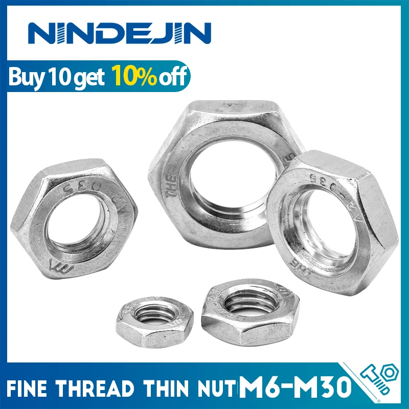 

NINDEJIN Шестигранные тонкие гайки из нержавеющей стали M6-M20