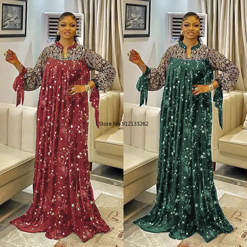 Ramadan Muslim Kaftan Abaya Dress Women Dubai Elegant Gowns Outfits African Chiffon Maxi Dress Boubou Robe Djellaba Femme