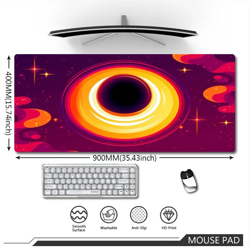 

Original Gaming Mouse Pad Large Sci-fi Black Hole Mousepad Game Table For Computer Desk Mat Anti-slip Laptop Office Carpet XXL