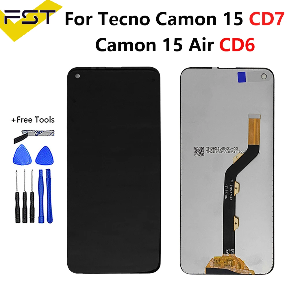 ЖК-дисплей 6,6 дюйма для Tecno Camon 15 CD7, сенсорный экран в сборе для Tecno Camon15 Air CD6, экран, полная комплектация, детали для ремонта