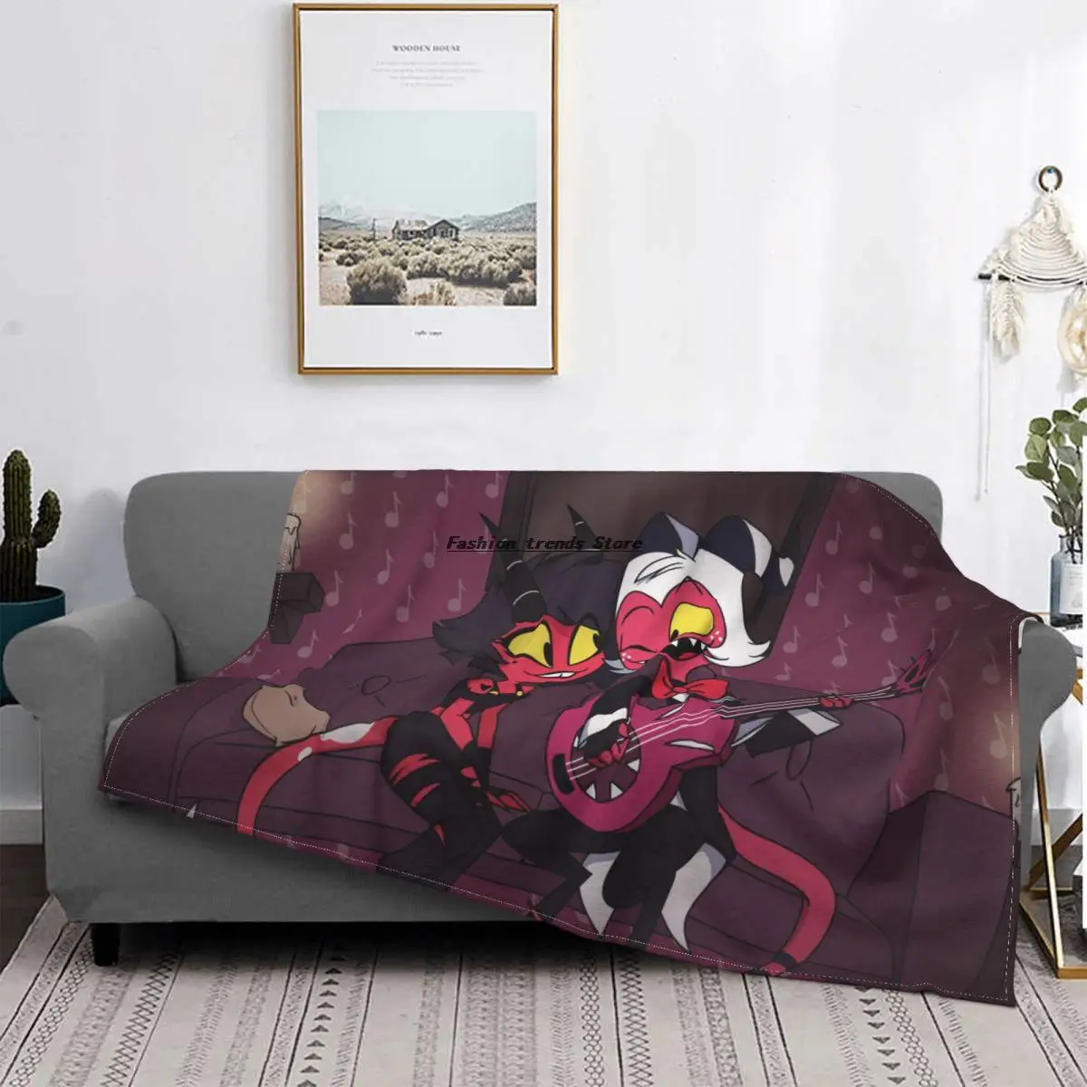 

Helluva Boss Blitzo Adult Animation Blankets Coral Fleece Plush Decoration Bedroom Bedding Couch Bedspread