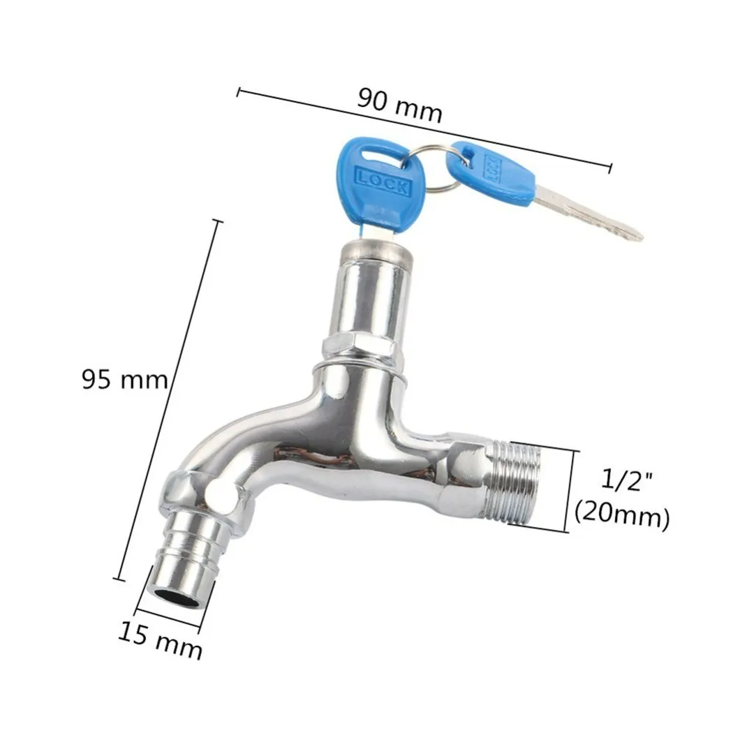 

1Pc Anti-theft 1/2\\\\\\\" Thread Faucet With Key Lock Alloy Sink Tap With Key Lock Outdoor Faucet Lockable 10mpa Pressure