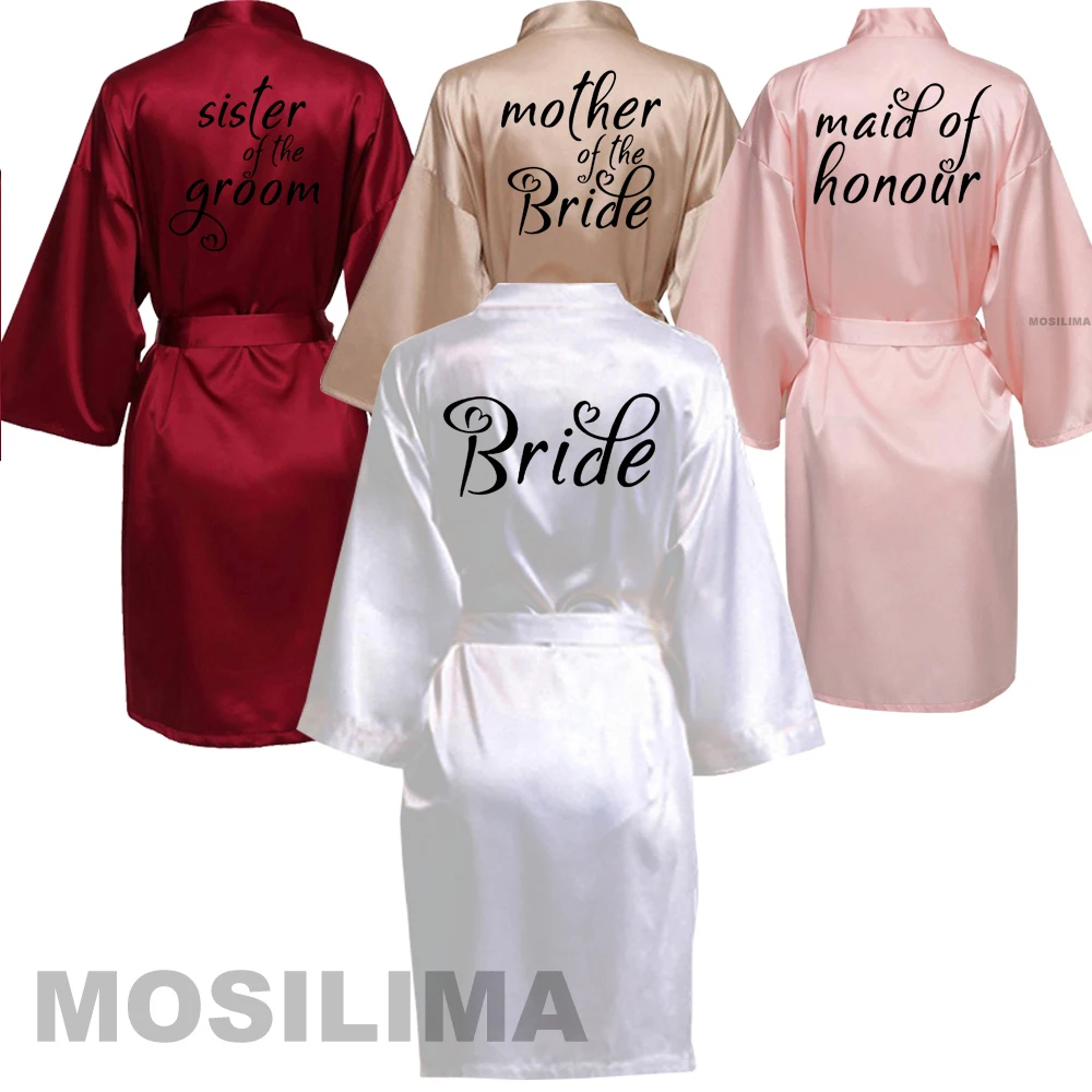 

Satin Silk Robes Wedding BathRobe Bride Bridesmaid Dress Gown Women Clothing Sleepwear SP244