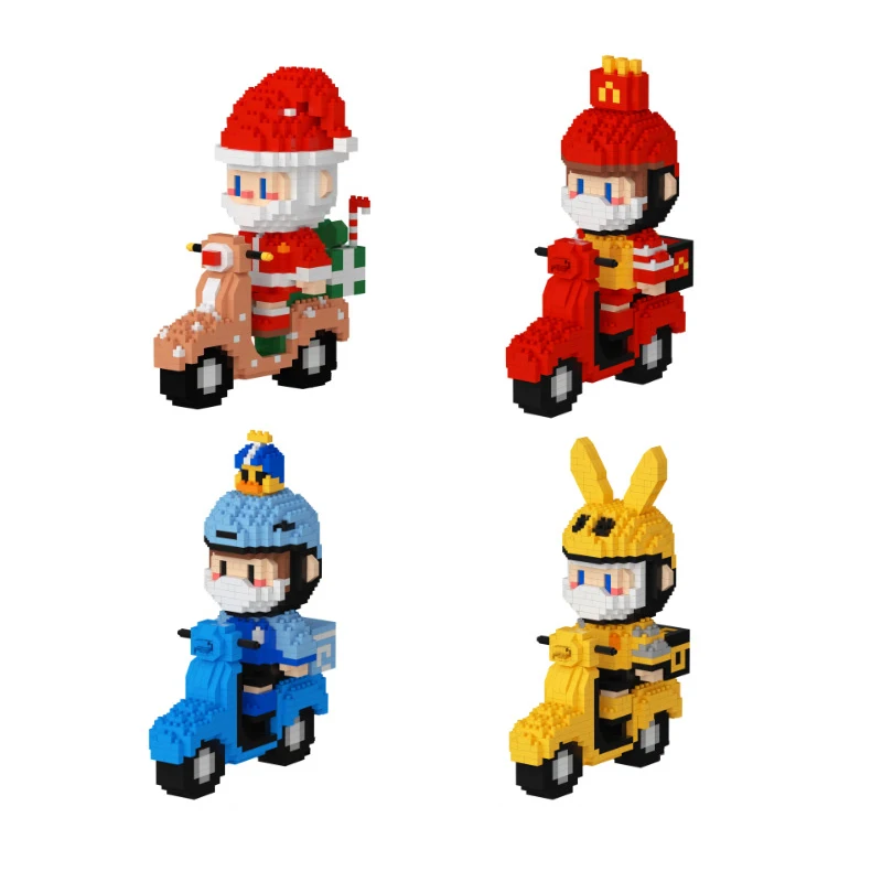 

CLC Diamond Micro Particle Leisure Patchwork Building Block Toy christmasman Motorcycle Takeaway Series Toys for Children Gifts