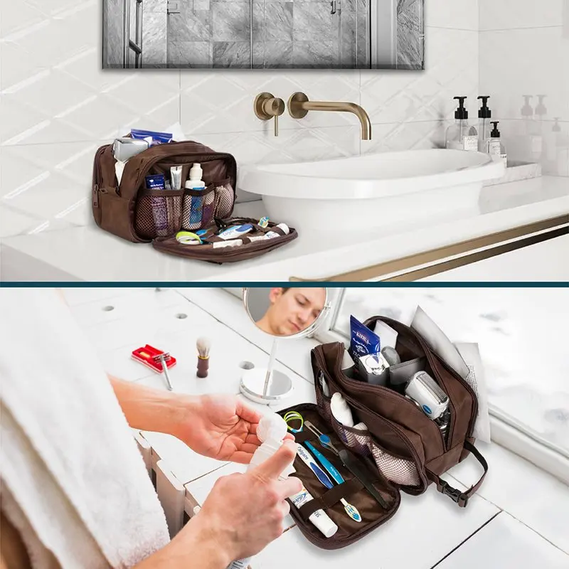 Toiletry Bag for Men, Travel Toiletries Bag | Water-resistant Dopp Kit, PU  Shaving Bag Organizer for Toiletry Accessories, Cosm