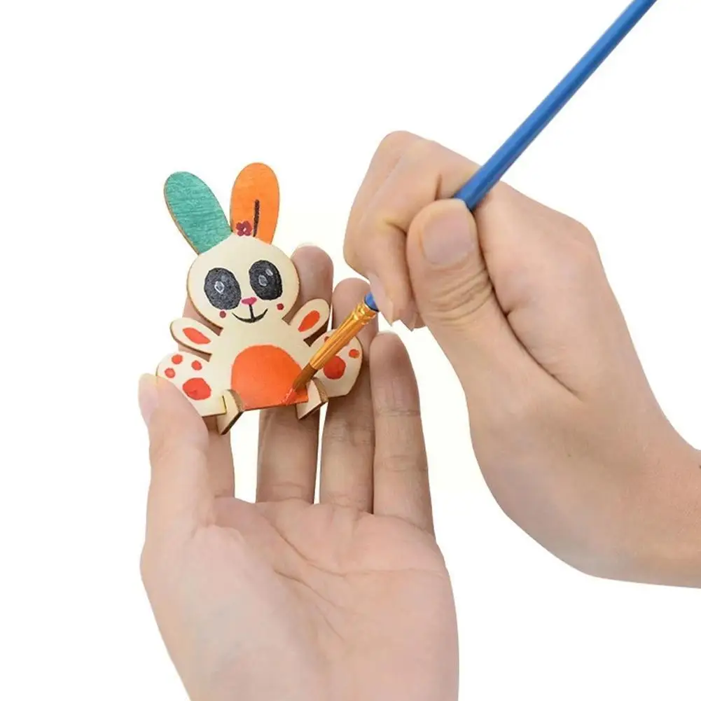 

4/10pcs Easter Bunny Wood Chip Ornament Diy Crafts Desktop Toy Kids Party Happy Decoration Home Gift Easter U9x7