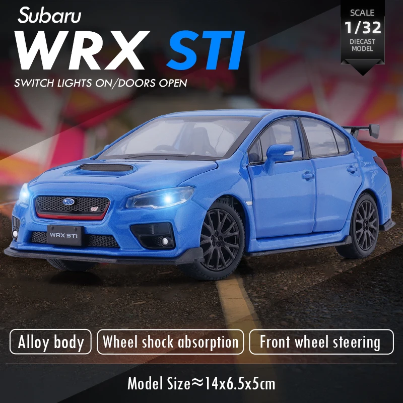 

JKM 1:32 Subaru STI Diecasts & Toy Vehicles Metal Car Model Shock absorber Sound Light Collection Car Toys Gift