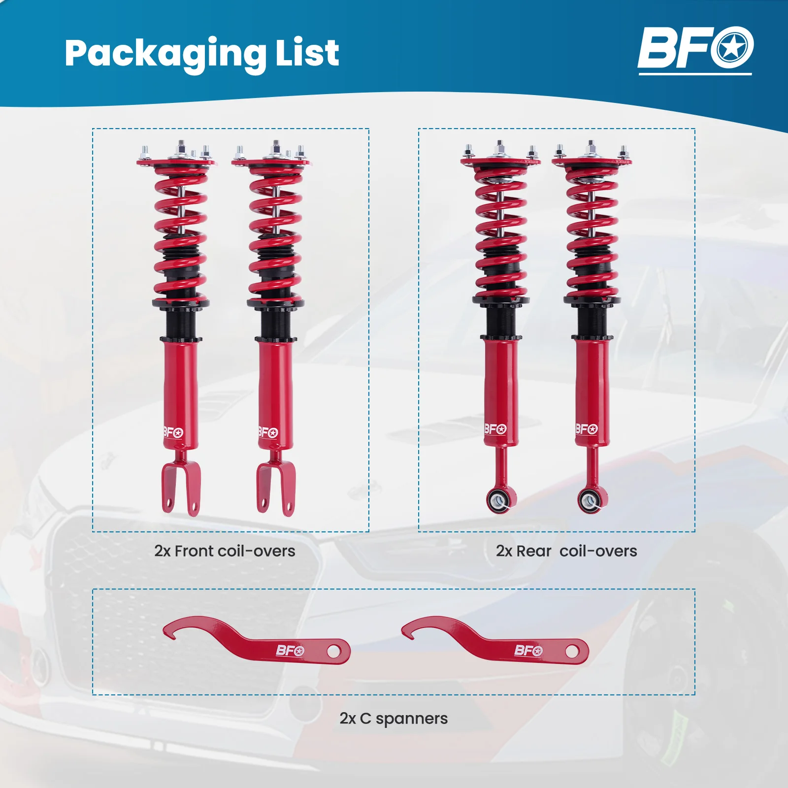 Комплект подвески койловеров для Lexus LS460 2007-2016 RWD ТОЛЬКО Амортизаторы
