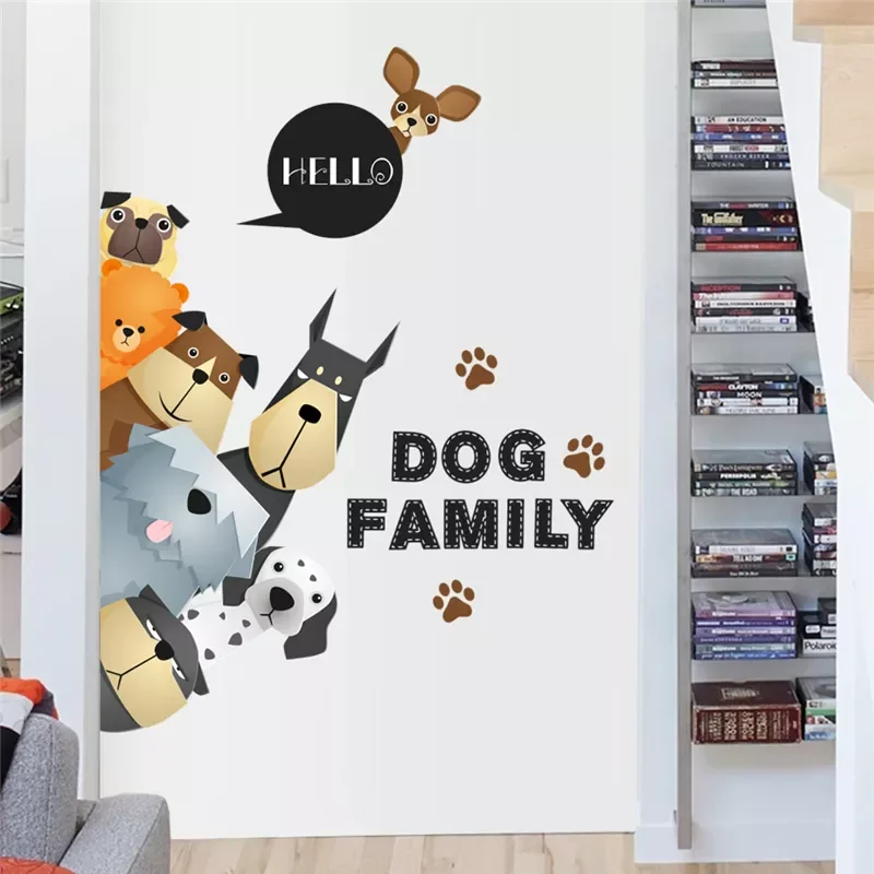 

cartoon dogs family wall stickers for kids rooms car door refrigerator window home decor pvc wall decals diy mural art posters
