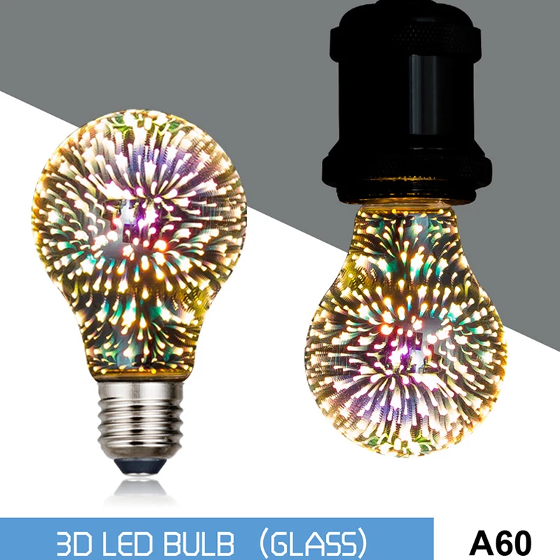 

3D Decoration LED Bulb E27 6W 85-265V Vintage Edison Light Bulb Star Fireworks Lamp Holiday Night Light Novelty Christmas Tree