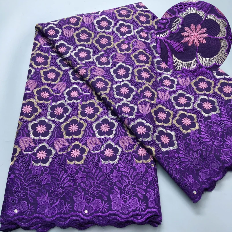 Нигерийская Хлопковая Кружевная Ткань 2024 Высокое Качество 5 Ярдов Швейцарская