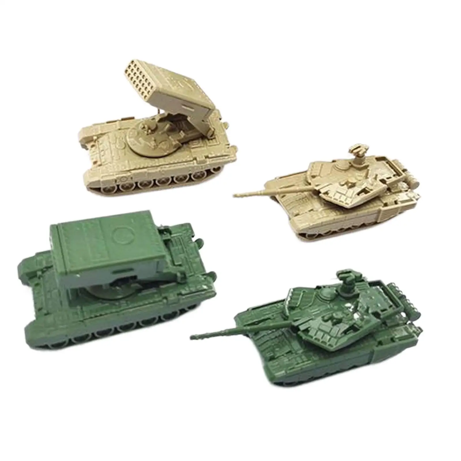 

4Pcs 1:144 Scale Tank Multiple Rocket Launchers Model Tank Puzzle Toys Desk Decor Tank Assembled Model for Kids Gifts