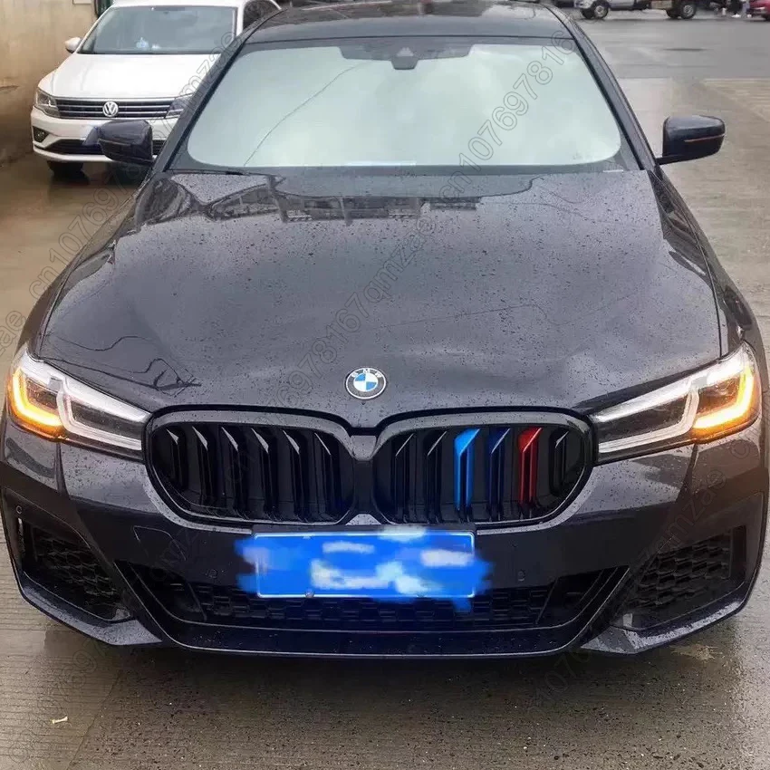 Фото Решетка радиатора для BMW 5 серии G30 G31 G38 LCI 520i 530i 540i M550i M550d 2020-2023, сетчатая, в стиле Racing Dual Line №5