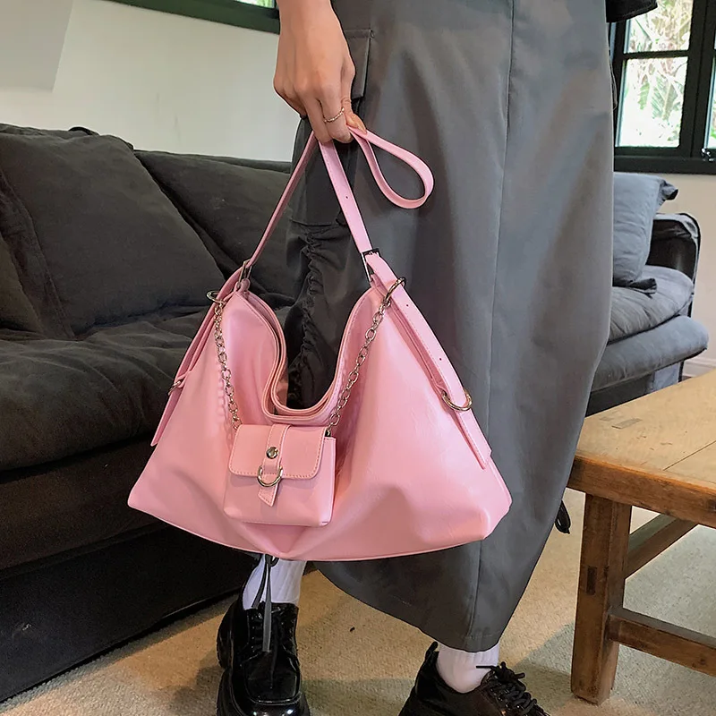 Fashion Soft Leather Women Shoulder Bag Chains Crossbody Bags for Women Large Hobo Handbags 2 Bags/set Composited Bag Tote Chic