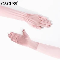 summer womens sunscreen long sleeve anti ultraviolet solid color korean fashion sunshade dew finger thin gloves wholesale