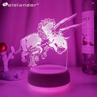 triceratops 3d visual night light novelty dinosaur 7 colors led lamp for kids touch usb table lamps baby sleeping nightlamp gift
