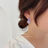 korean fashion purple crystal rhinestone drop dangle earrings for women girls vintage luxury stud earring jewelry gifts designer