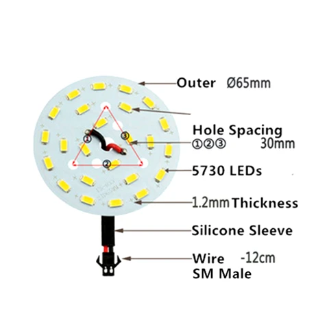 5 шт. светодиодных панелей MKTechnic LPS12W-D65-SM10-X 65 мм, 12 Вт, белые