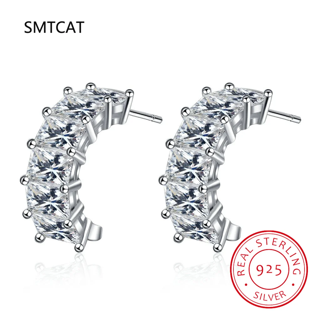 Серьги-гвоздики из серебра 100% пробы с изумрудом 4 карата