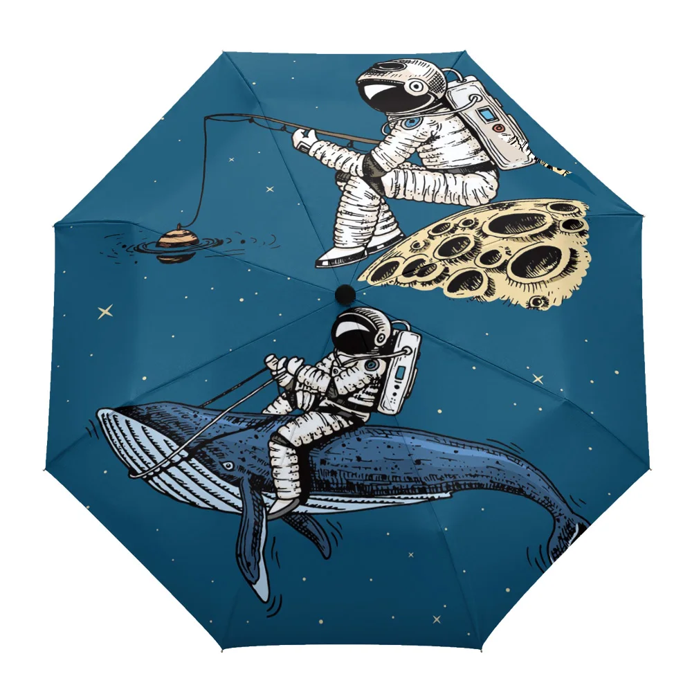 

Astronaut Space Starry Sky Whale Creative Umbrella Rain Women Automatic Three Folding Umbrellas Windproof Parasol Parapluie
