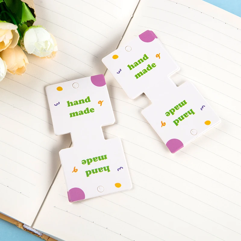 

50PCS Green Words White Background Folded In Half Paper Card Hair Accessories Dispaly Card DIY Handmade Hair Clip Hairband Card