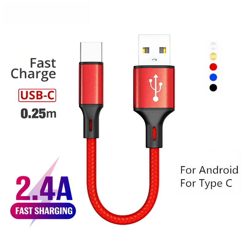 

25cm USB Charge Data Cable For iPhone 11 MAX XR 8 7 6Plus Charging Cables For Huawei xiaomi Type C cable Mini Short Char