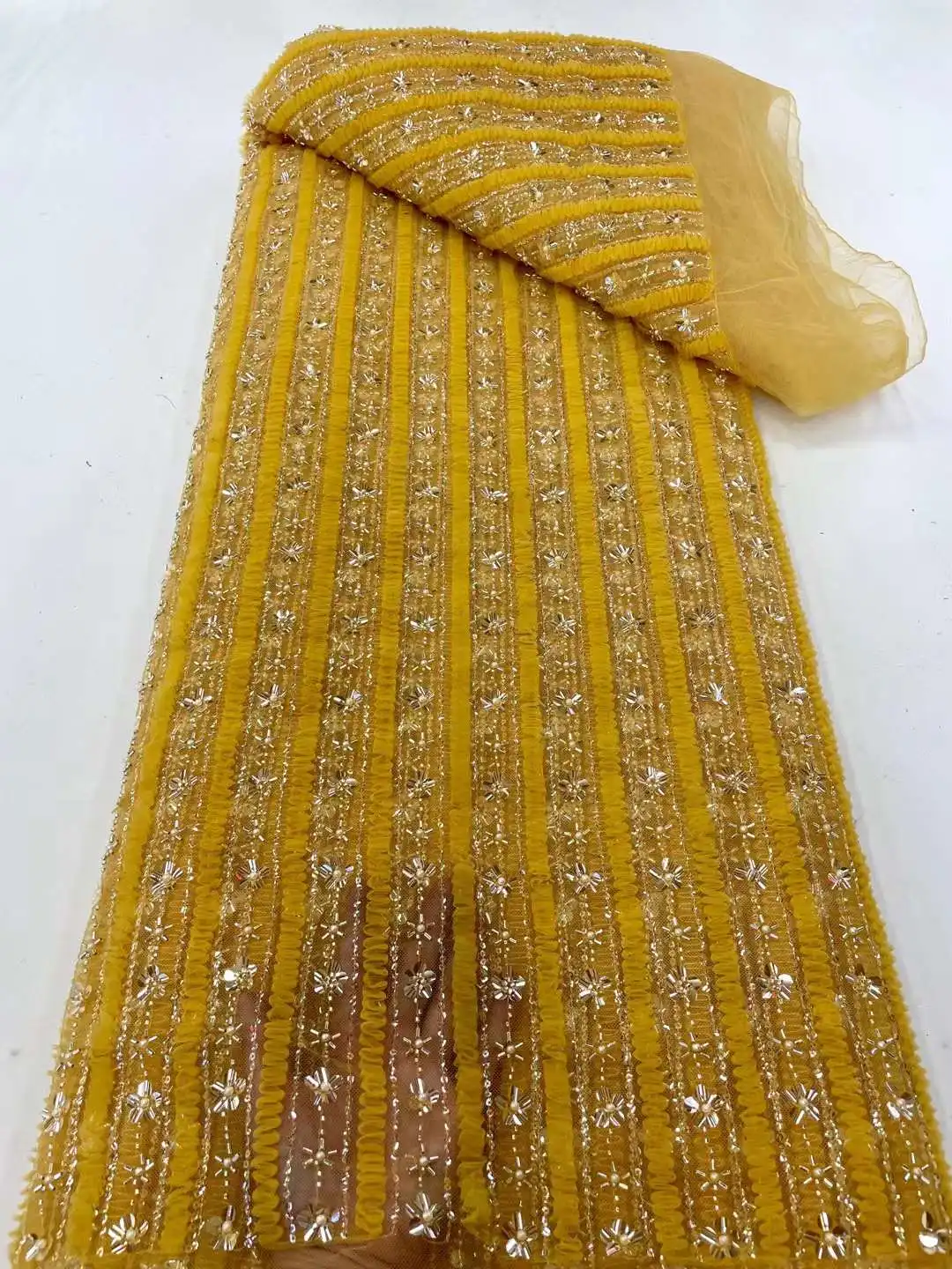 

Роскошная Тяжелая вышитая сетчатая кружевная ткань с блестками, африканская кружевная ткань 2023 высокого качества для свадебного шитья