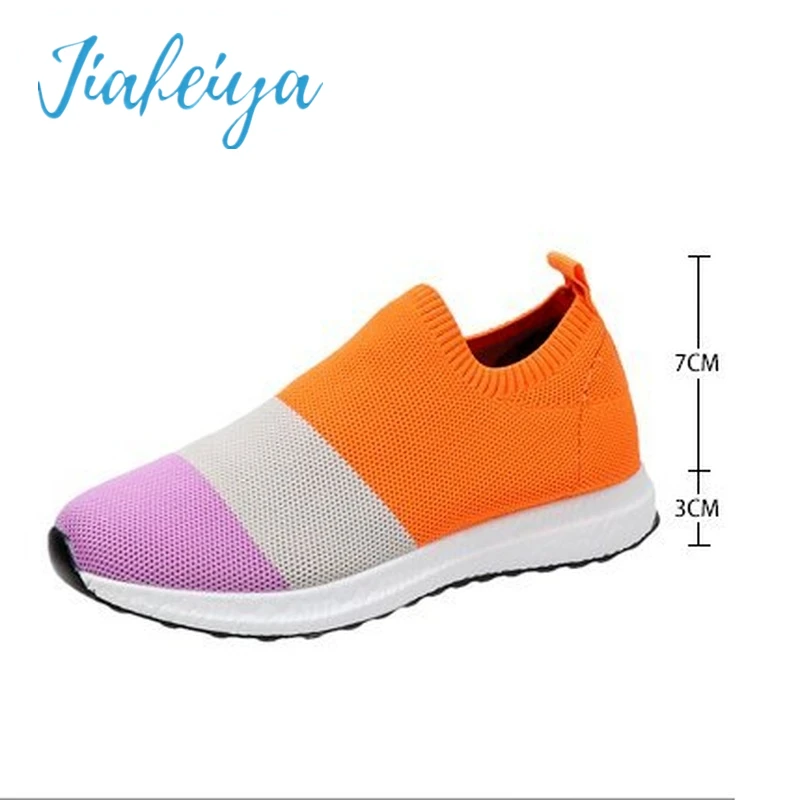 

Women Vulcanized Shoes 2022 Summer New Ladies Trainers Knitted Sock Shoes Female Slip-on Flats Casual Shoes Size 43 Women Shoes
