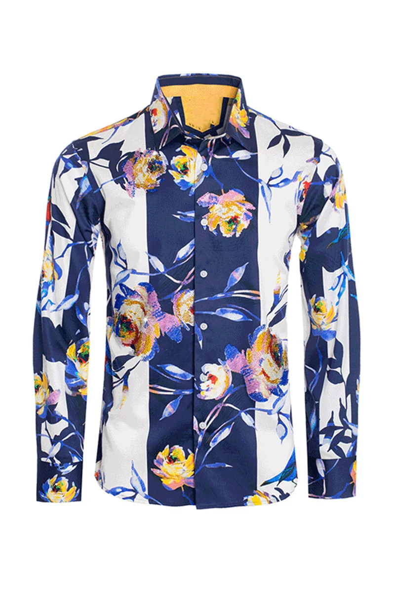 Рубашка мужская с длинным рукавом и отложным воротником люксовая модная блуза