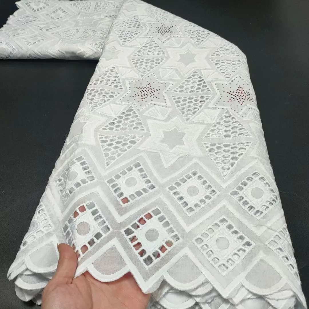

Hot Selling Pure White French 5 Yards Punch Lace 2022 Nigerian High Quality Mesh Lace Cozy Fabrics African Most Popular Dress Se